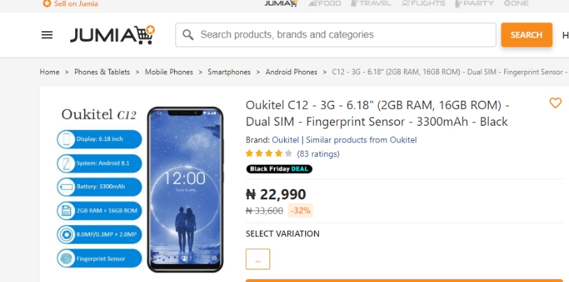 Jumia Nigeria Black Friday Smartphone Deal