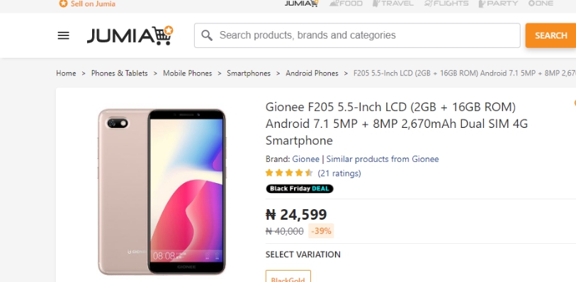 Jumia Nigeria Black Friday Smartphone Deal