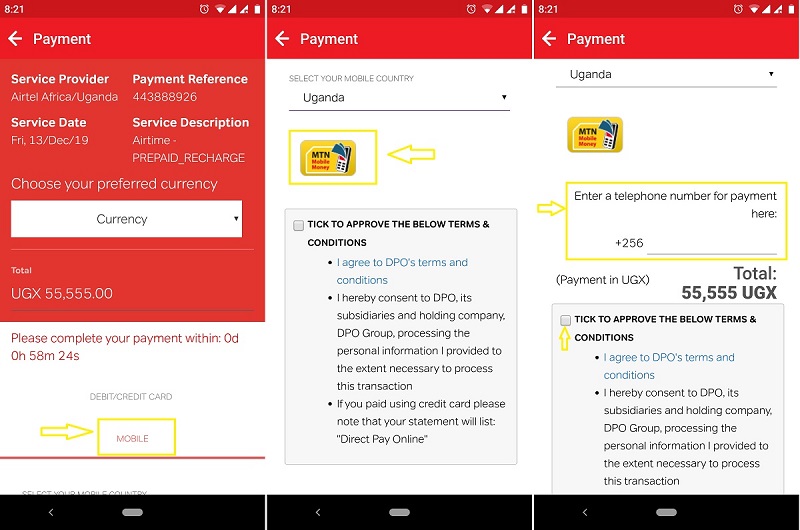 How to top up Airtel bundles using Debit Credit Card  MTN Momo  Mpesa  Vodacom  Tigo - 94