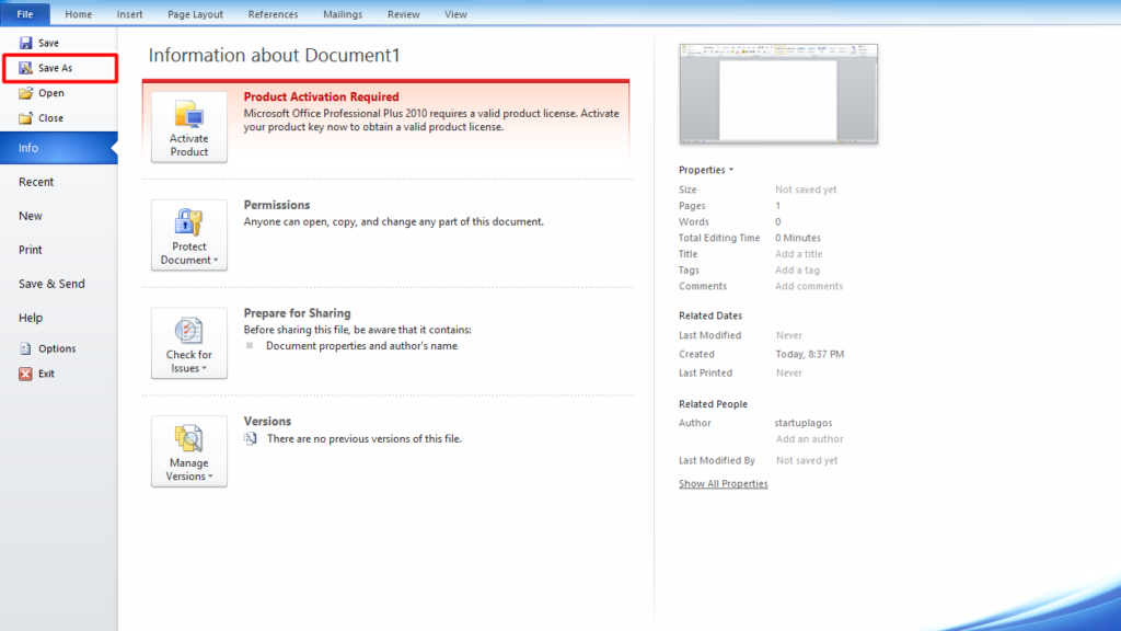 Convert Word document PDF