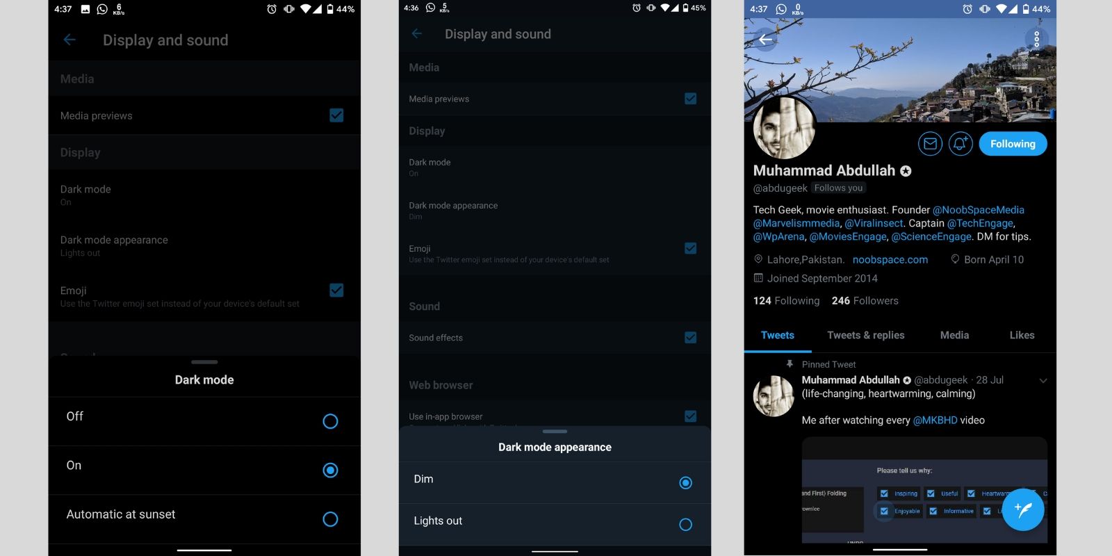 dark mode android