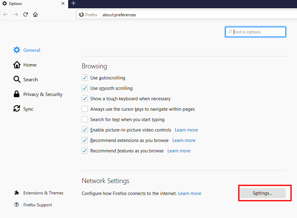 enable DNS-Over-HTTPS Firefox