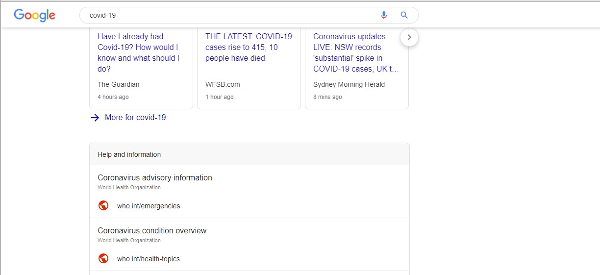 Google crisis response COVID