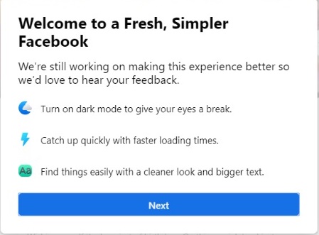 switch to the new Facebook