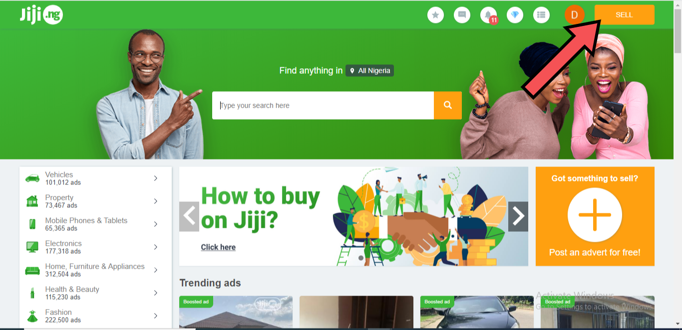 Jiji homepage