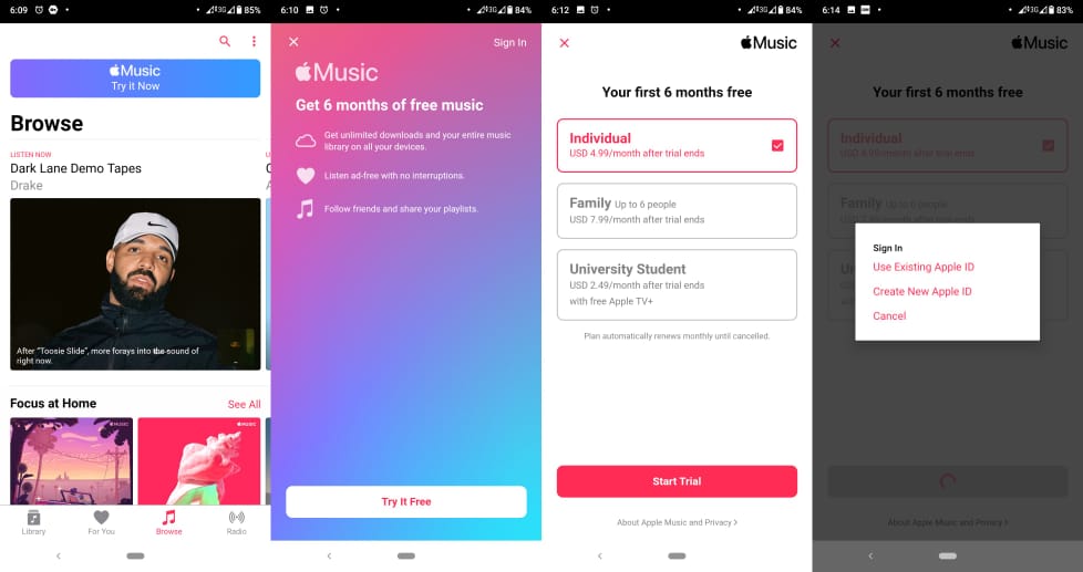 Apple Music 6 months free trial