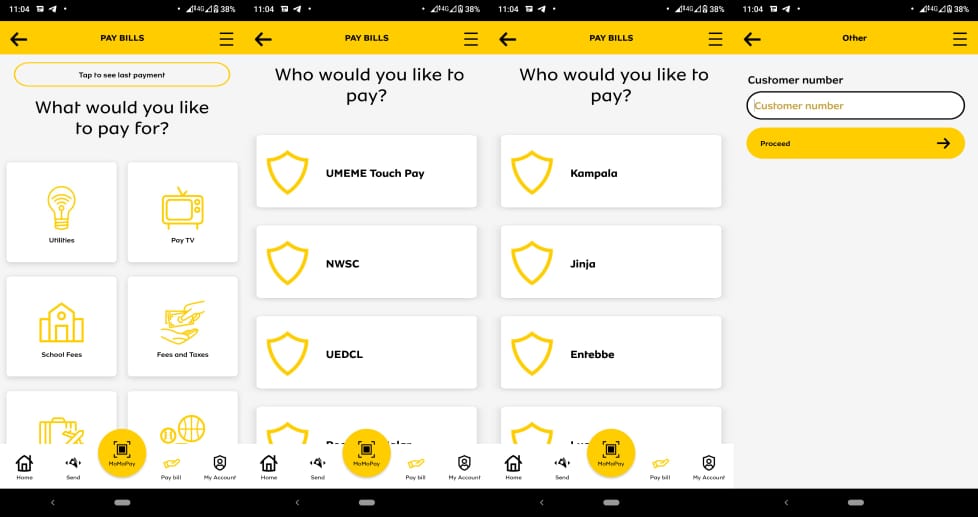 Paying bills using MTN Momo App