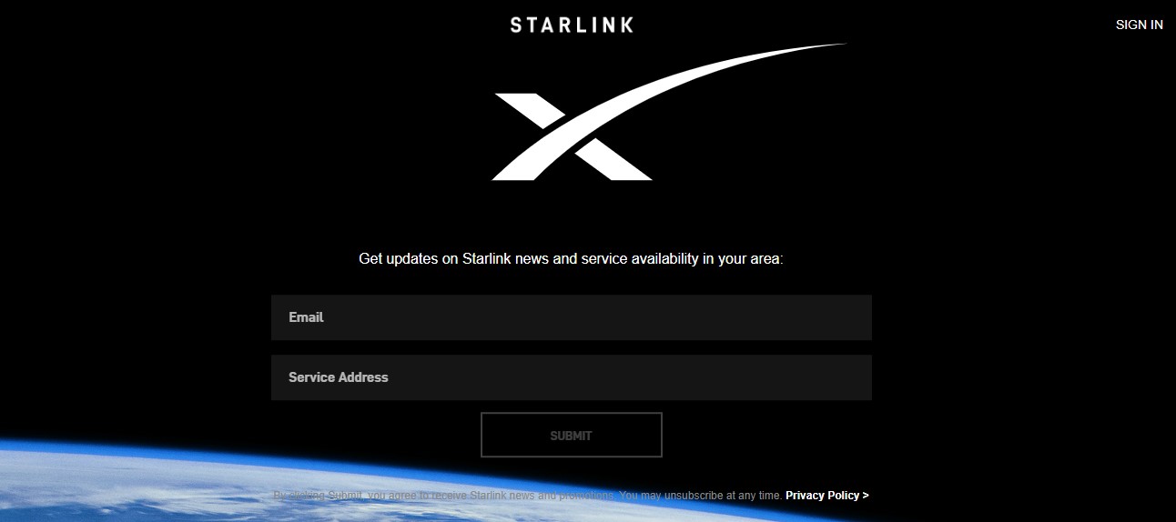 sign up starlink