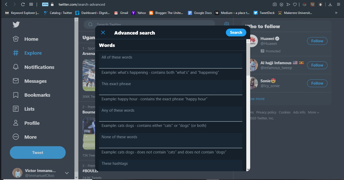 Fill in the appropriate fields according to your search needs in order to perform an advanced search | Twitter Tips