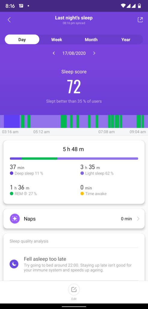 mi band sleep tracking