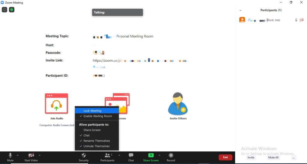 lock zoom meeting