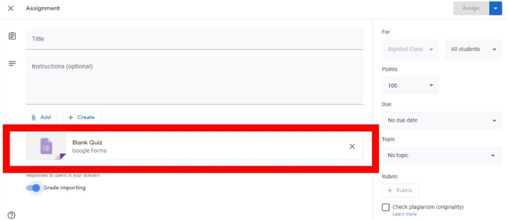 how to create a quiz assignment in google classroom