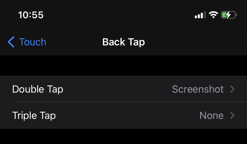 iPhone screenshot back tap