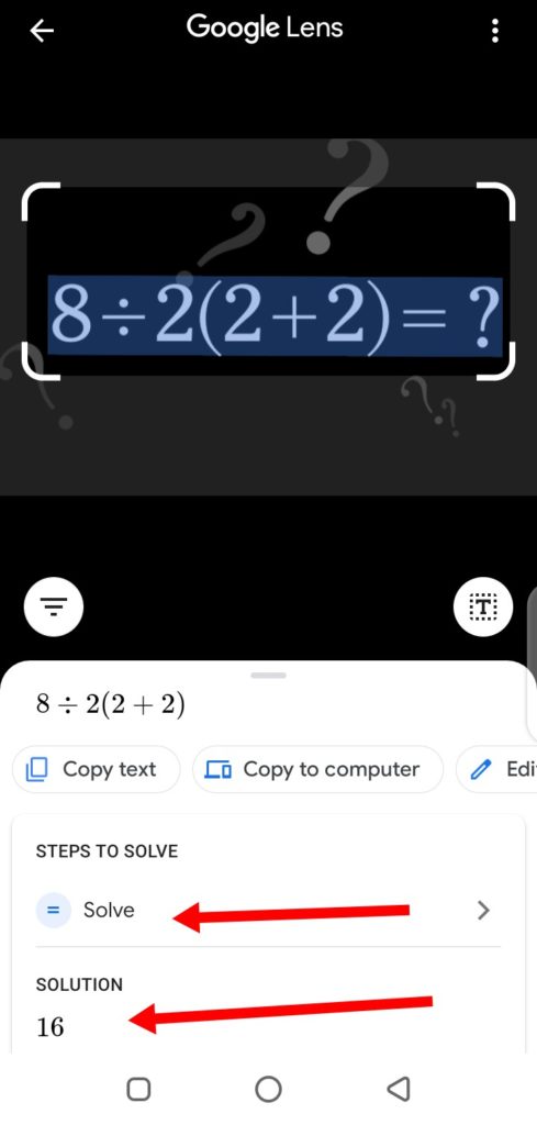 google lens math solver