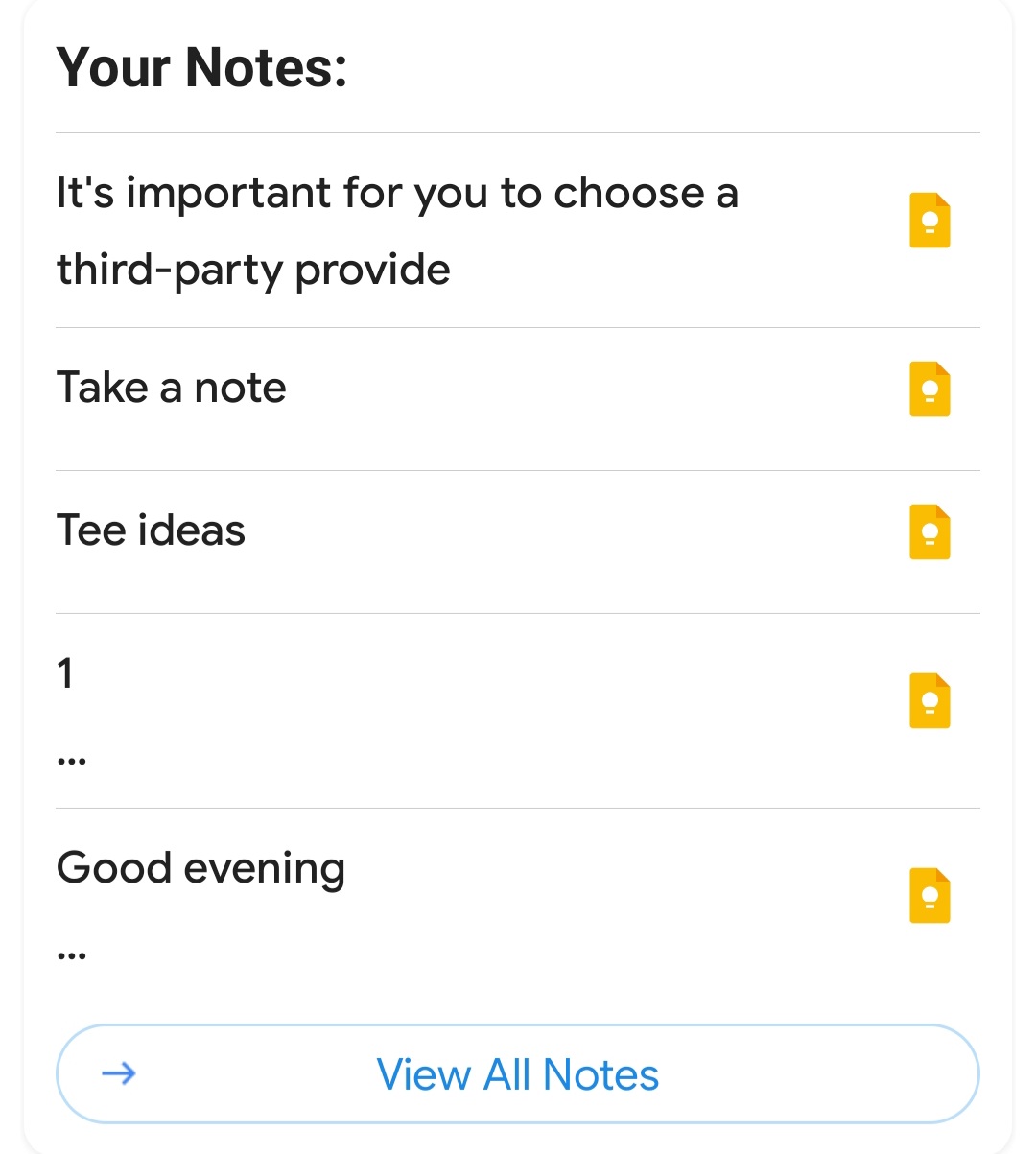 Google Assistant - Show me my notes