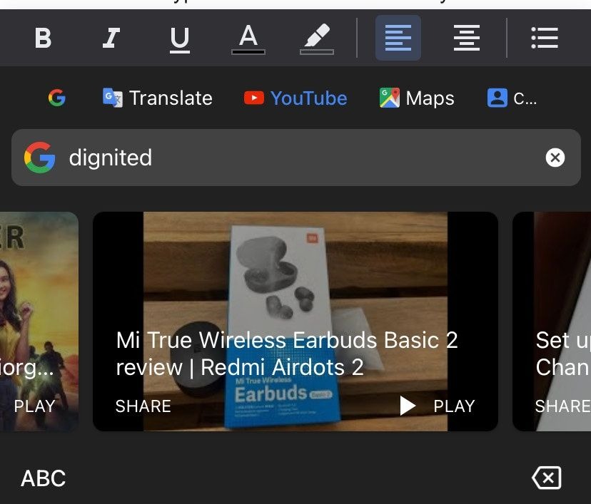 gboard youtube search feature