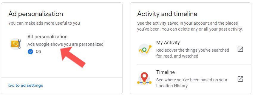 stop ad personalization google