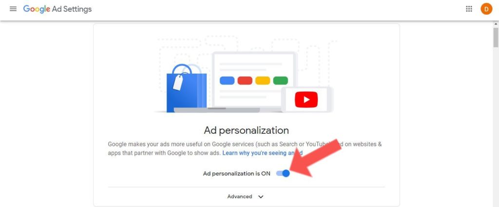 stop ad personalization google