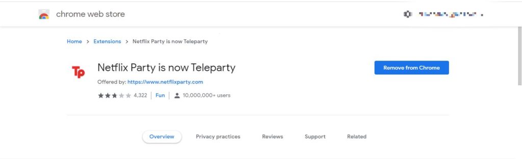 Teleparty extension