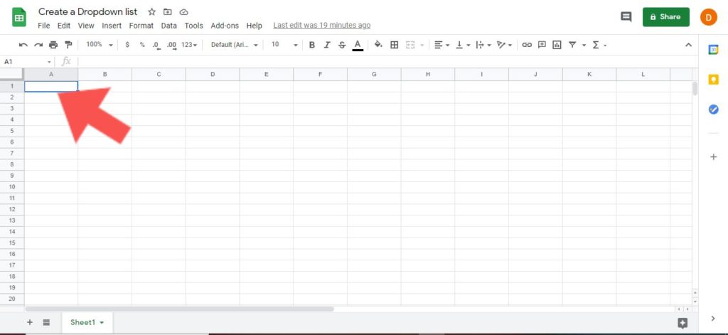 create dropdown list google sheets