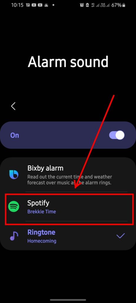 spotify alarm Samsung