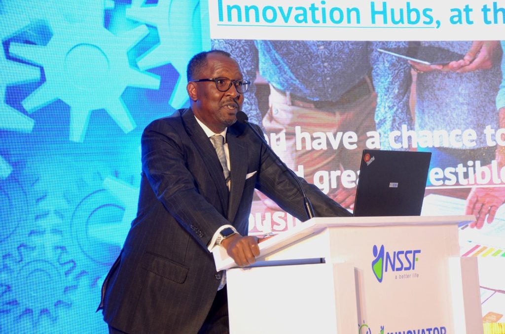 NSSF Managing Director Richard Byarugaba during the launch of Hi-iinnovators.