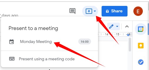 Present Google Doc to Online Meeting