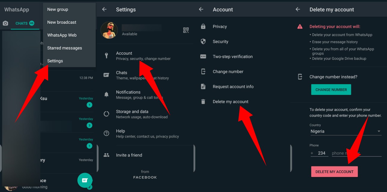 Delete your WhatsApp account