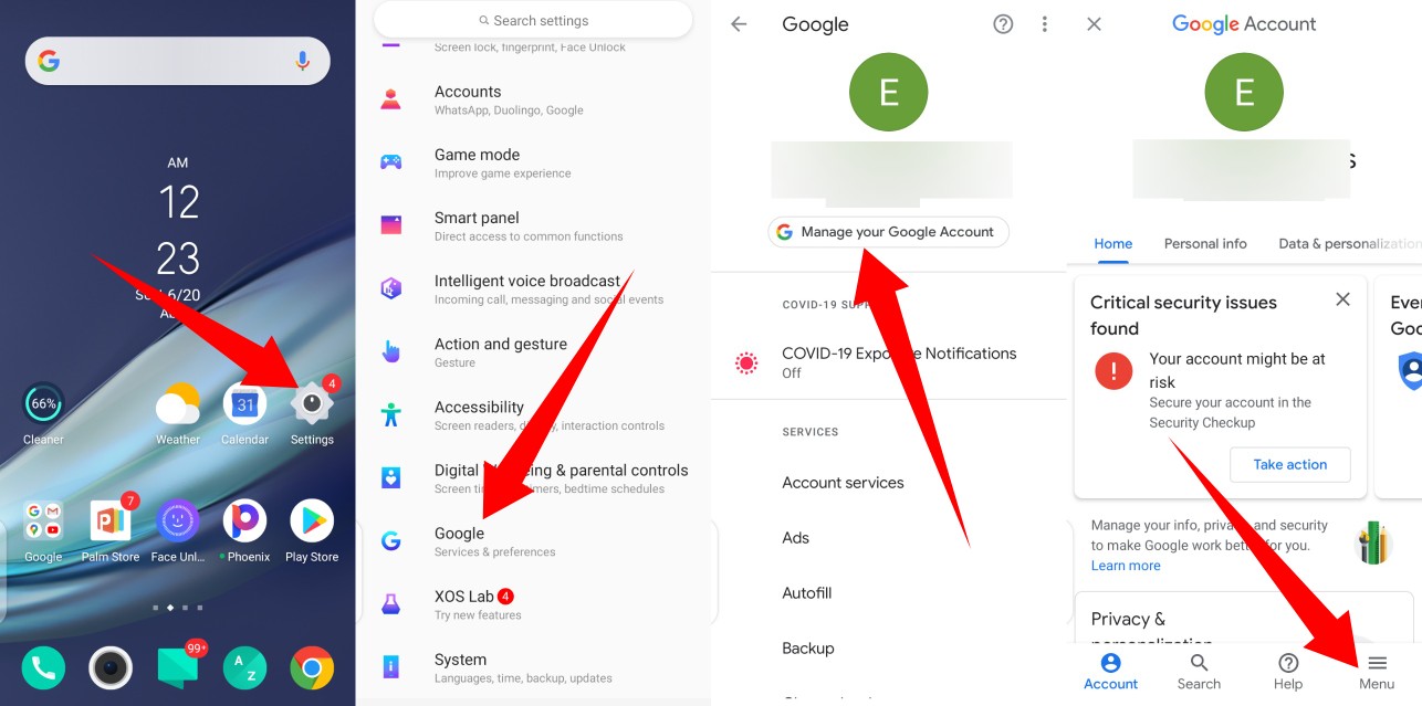 Remove device Google account