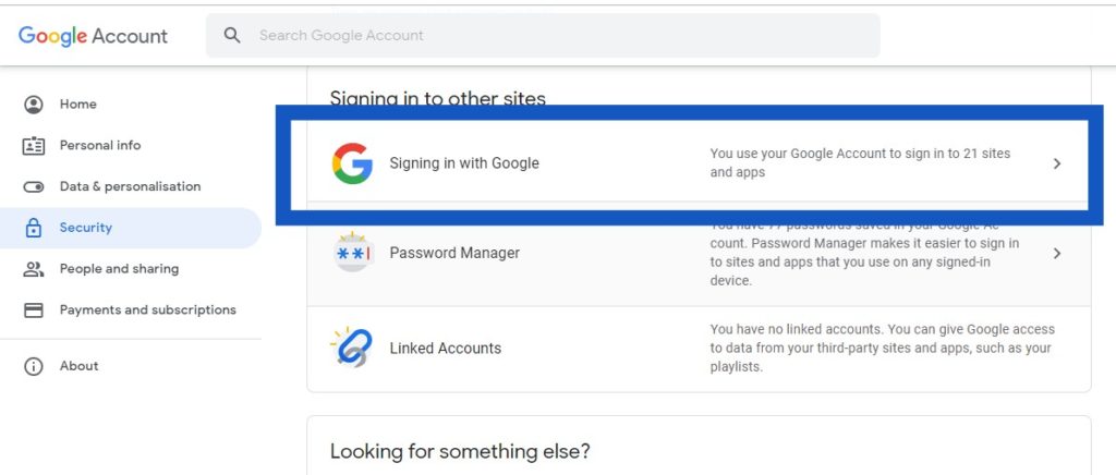 Google Account chrome