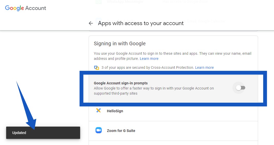 Google Account chrome