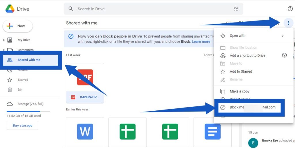 Block user Google Drive