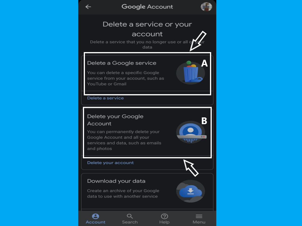 Delete Google Gmail Account