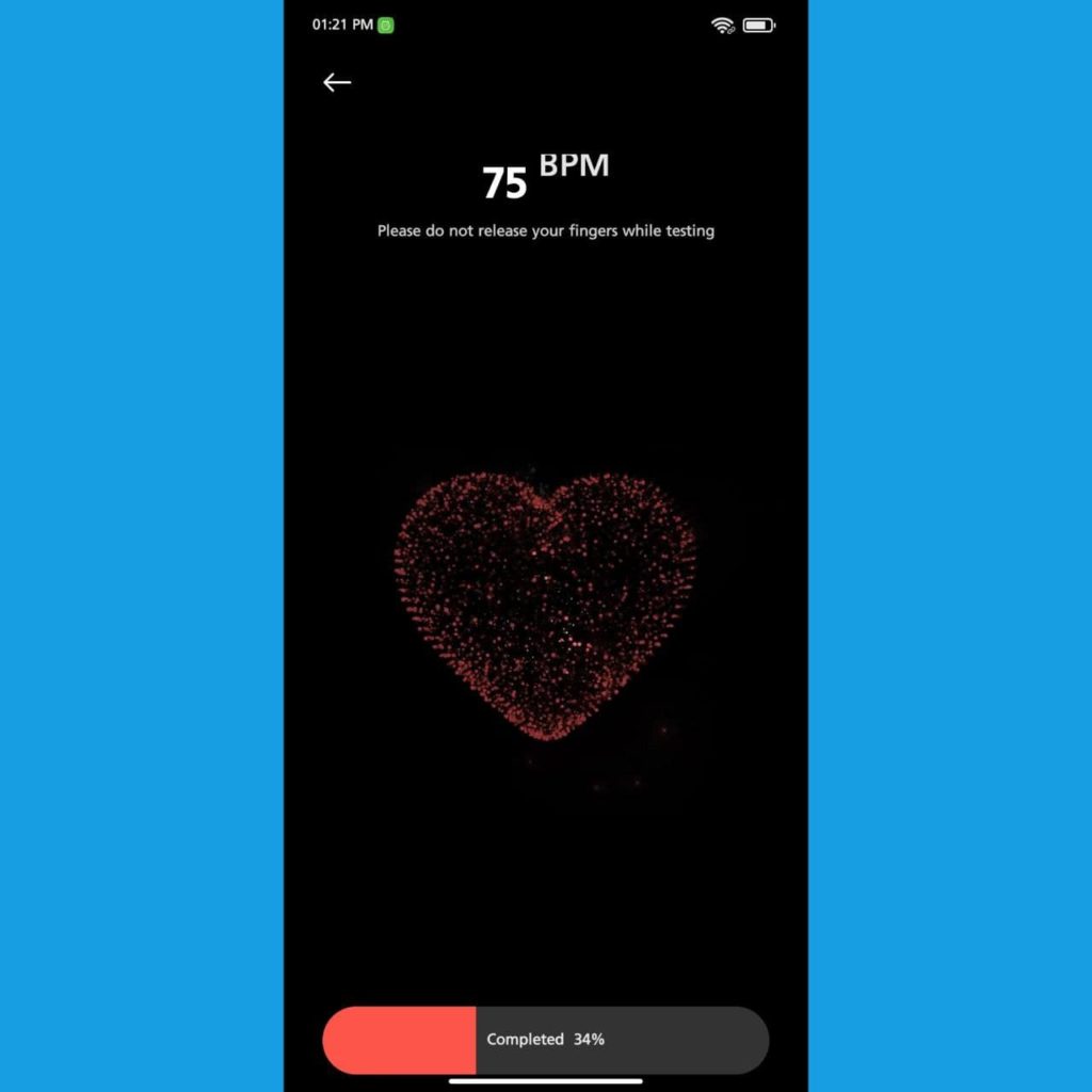 xiaomi health heart rate measure in progress