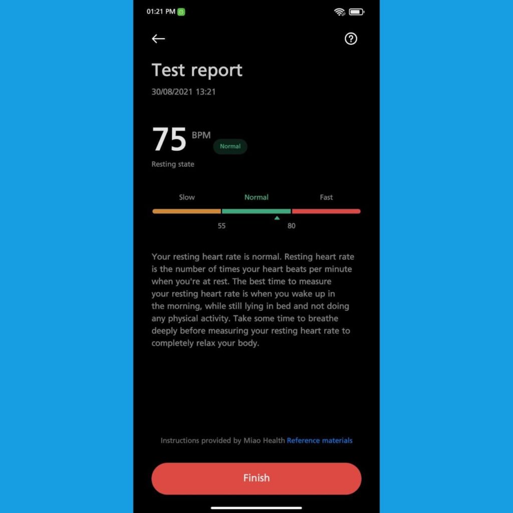 xiaomi health app heart rate results