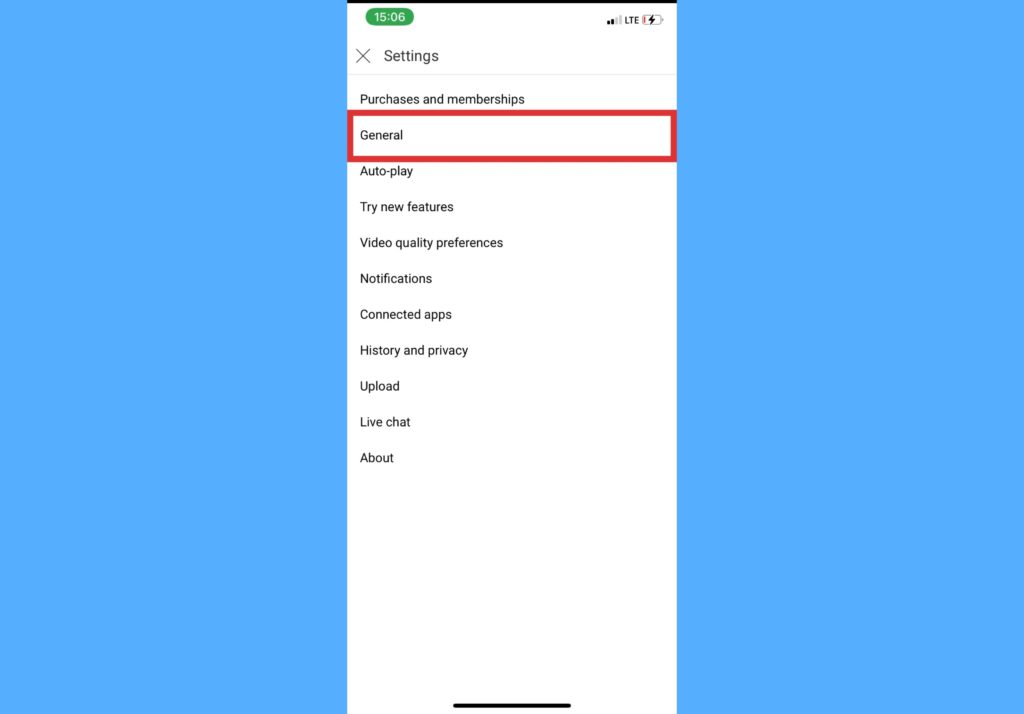 Settings on YT