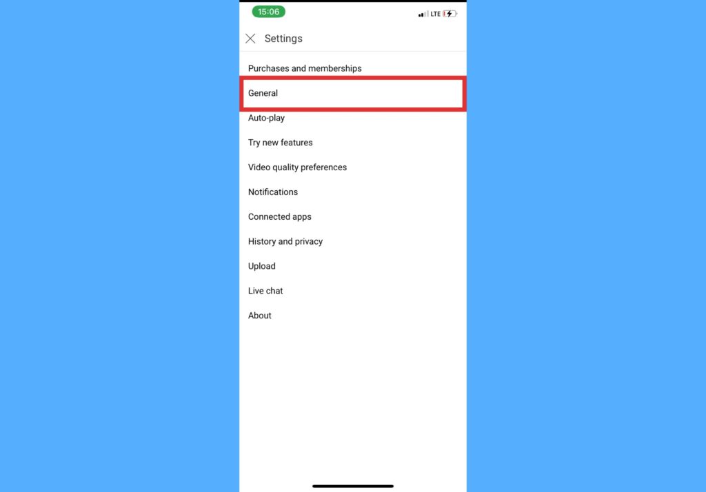 Settings on YT