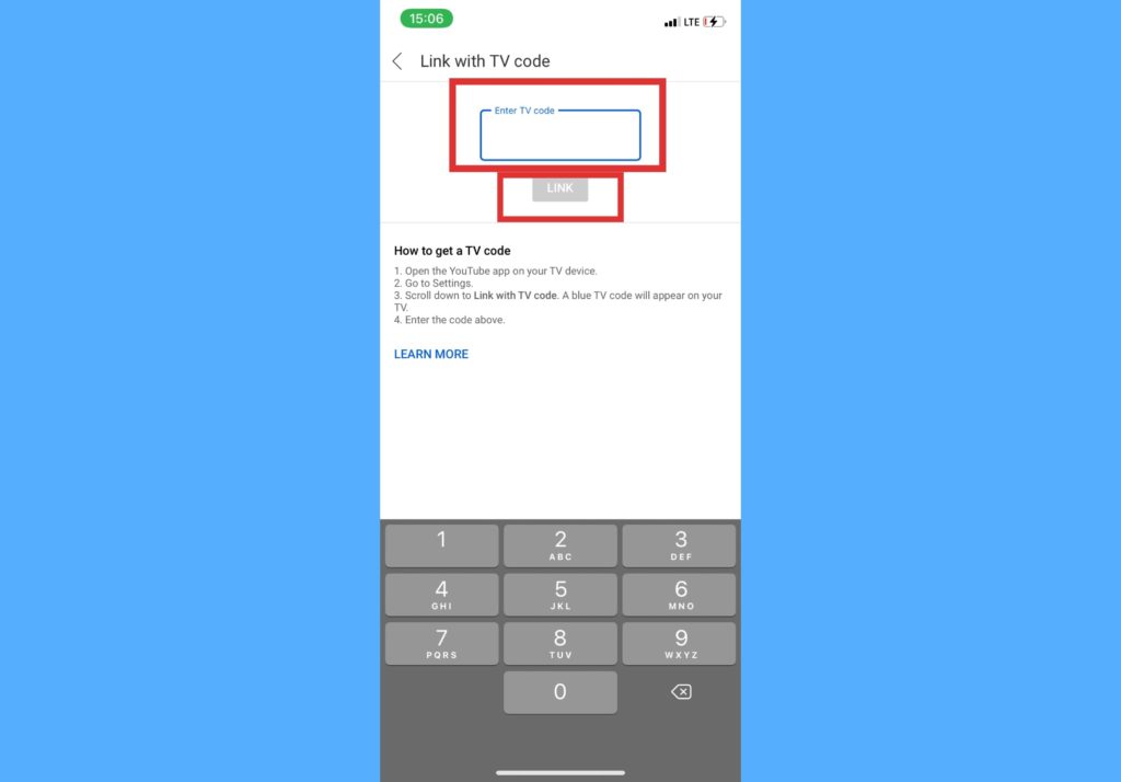 Watch on TV with a TV code