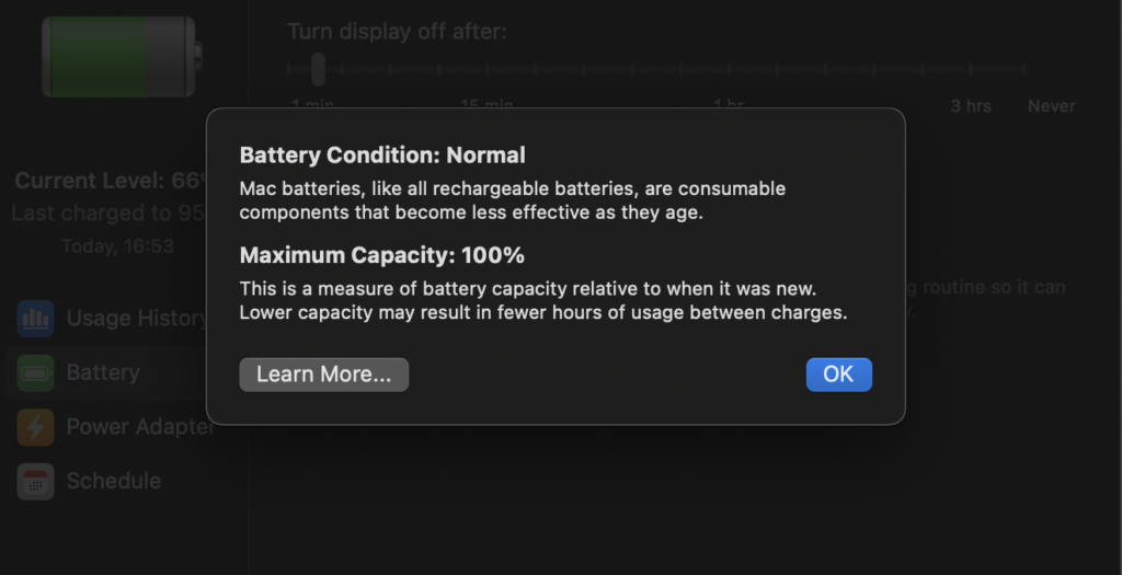 check battery capacity MacBook