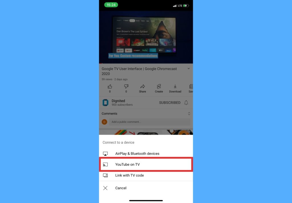cast youtube video from mobile to TV
