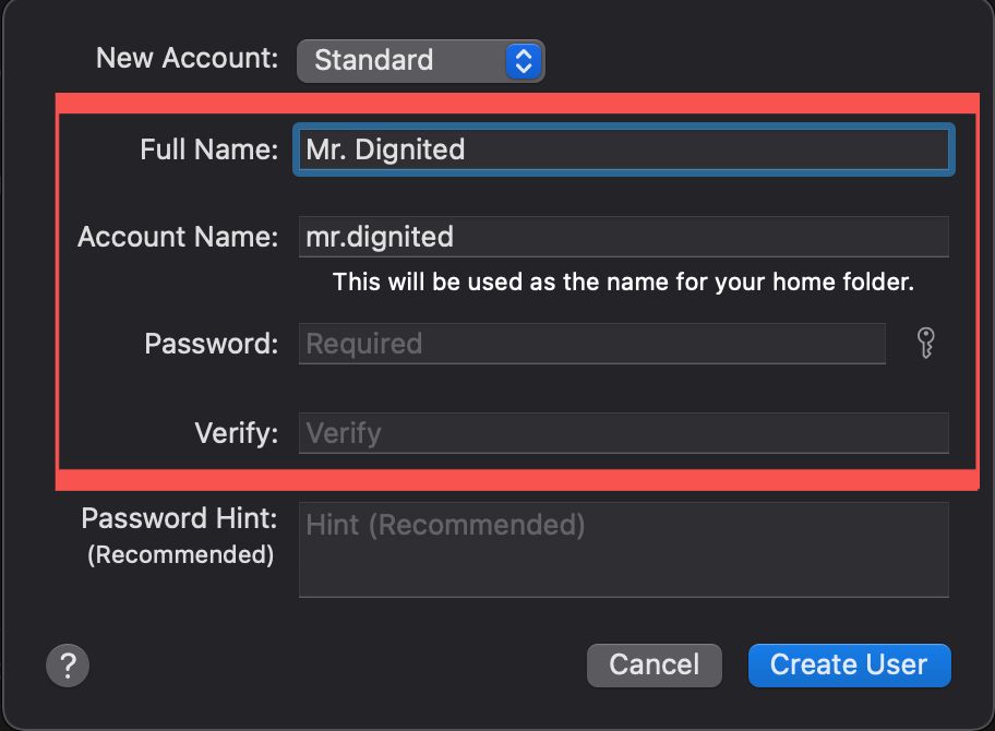 create multiple user accounts Mac