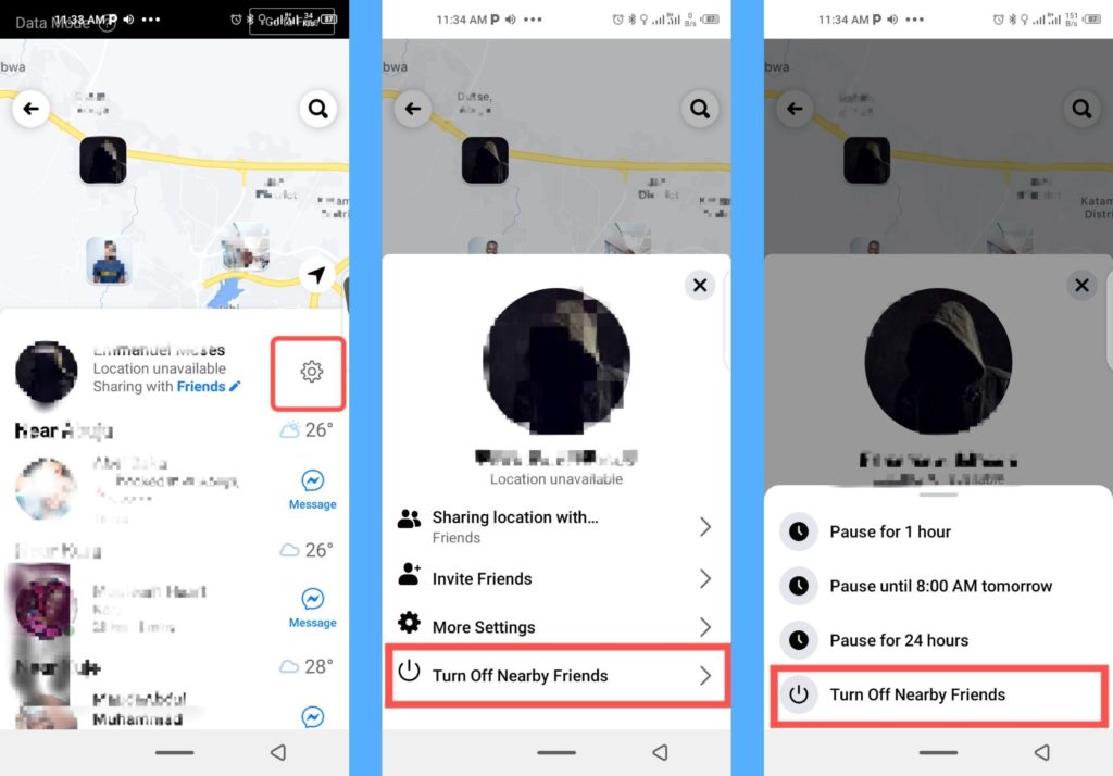 turn off nearby friends facebook
