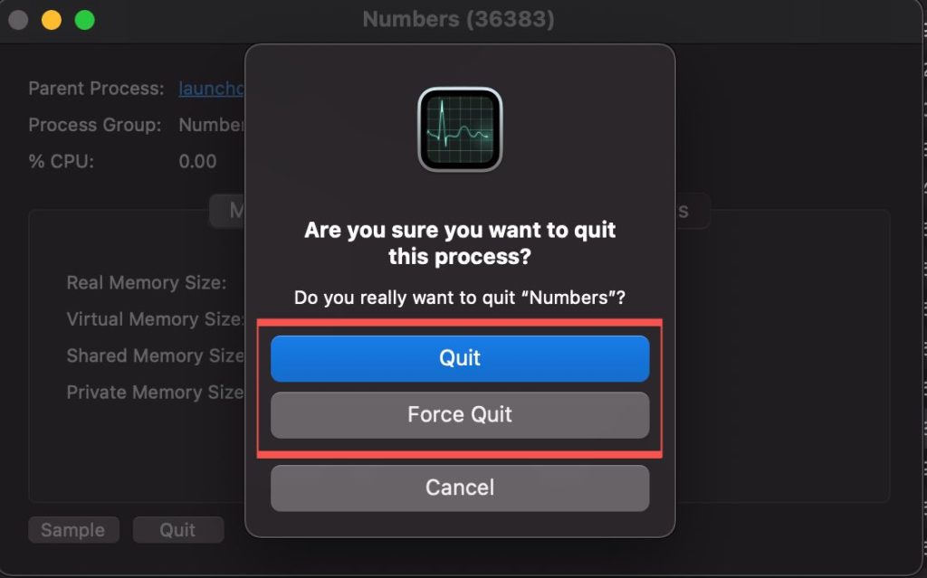 Force quit app