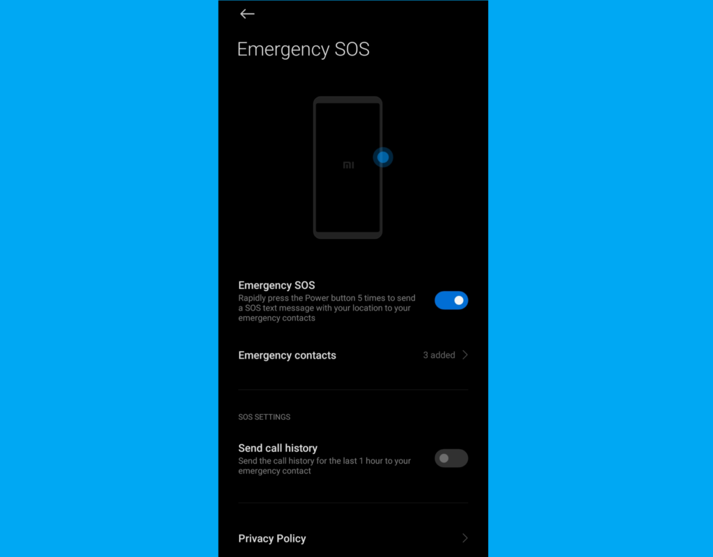 Android emergency contact info - Xiaomi / Redmi / Poco / Blackshark