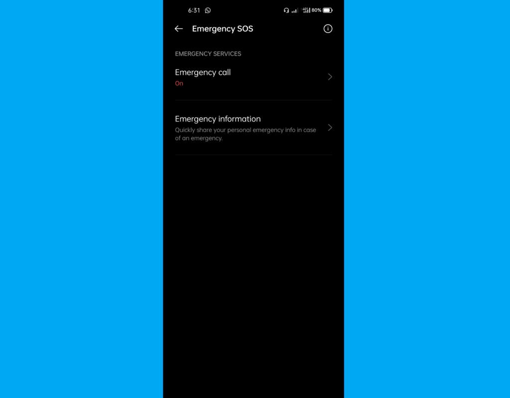Android emergency contact info - OxygenOS / ColorOS / Realme UI