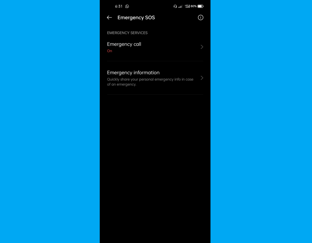 Android emergency contact info - OxygenOS / ColorOS / Realme UI 