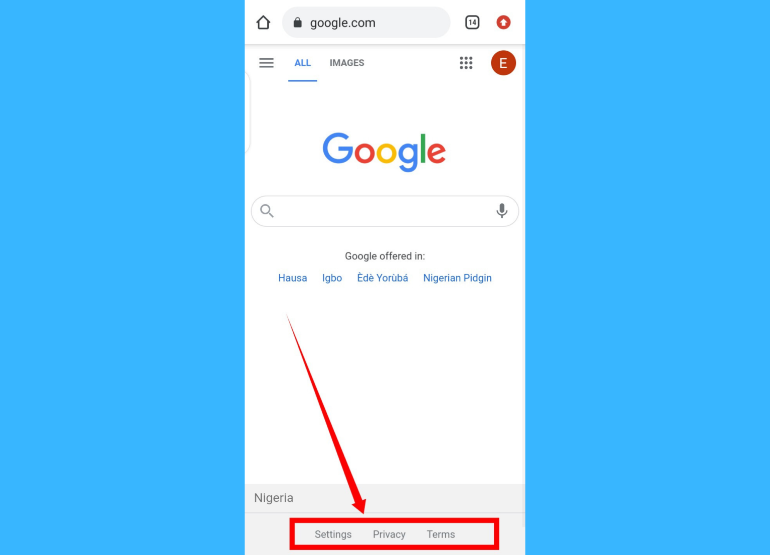 How to change google search language dignited