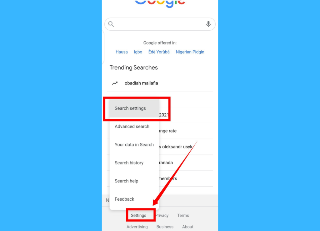 Change Google Search Language