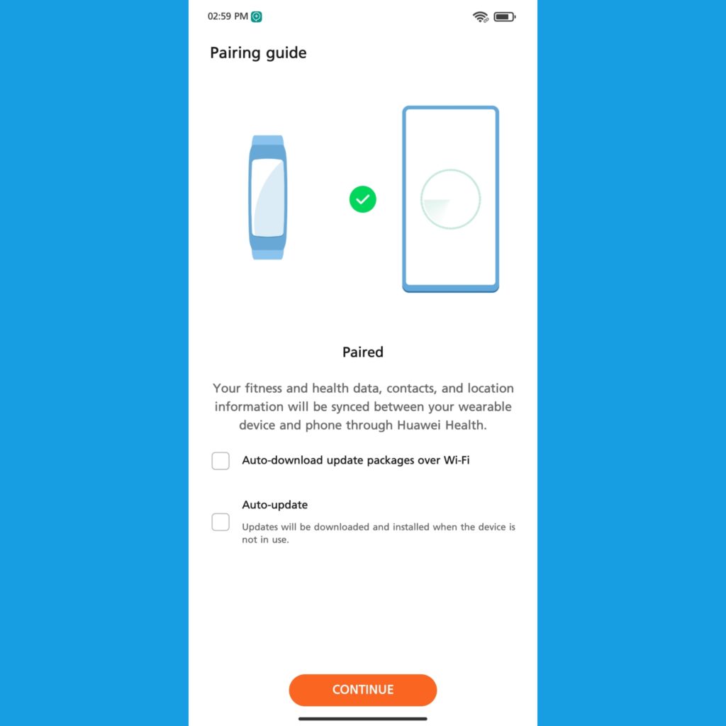 Huawei Health app paired to Honor Band 6