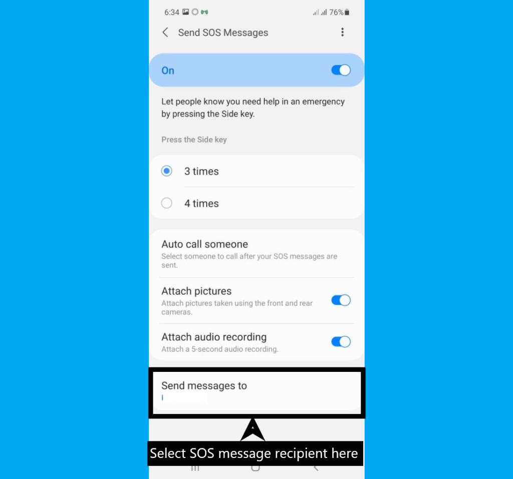 How to set SOS message on Samsung